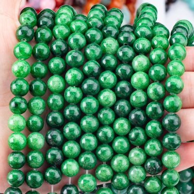 Đá ngọc màu xanh lá cây 8MM vòng lỏng hạt đá quý hạt cho làm đồ trang sức DIY