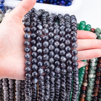 Đá quý tinh thể tự nhiên Đá đá đen Labradorite Vòng hạt lỏng Semi đá quý để làm đồ trang sức DIY