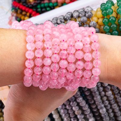 Đá quý tinh thể tự nhiên Rose Quartz Loose Bead Strands Đá bán quý để làm đồ trang sức DIY