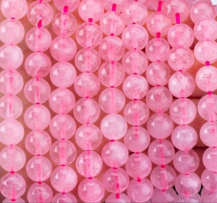 Đá quý tinh thể tự nhiên Rose Quartz Loose Bead Strands Đá bán quý để làm đồ trang sức DIY