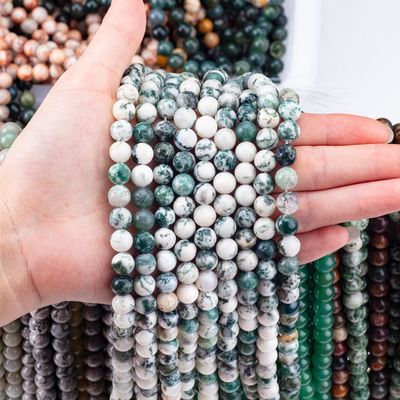 8mm Tree Agate đá quý đinh kim cương làm lành đinh kim cương để làm đồ trang sức
