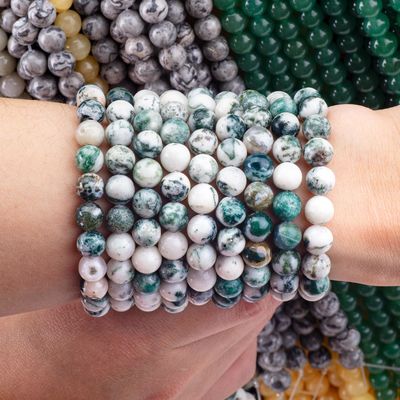 8mm Tree Agate đá quý đinh kim cương làm lành đinh kim cương để làm đồ trang sức
