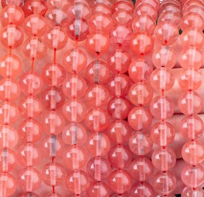 Rose Cherry Quartz Loose Bead Strands Semi Precious Stone Dưa hấu Quartz đỏ để làm đồ trang sức