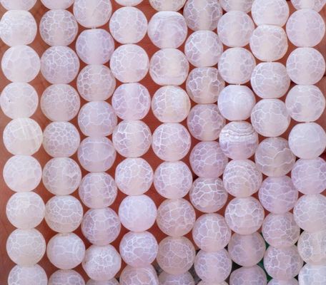White Weathered Agate Loose Bead Strands Semi Precious Stone Matt Frosted Cracked Agate để làm đồ trang sức DIY