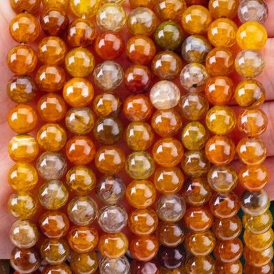 Tinh thần tự nhiên Đen màu vàng Dragon Agate 8MM Vòng lỏng hạt cho đồ trang sức thủ công và Keychain