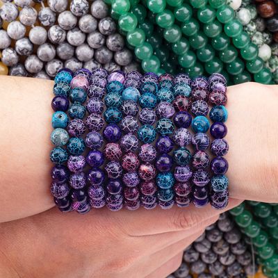 Chất đá agate tỏa sáng có khí hậu lỏng lẻo sợi hạt đá bán quý đá nứt agate cho làm đồ trang sức DIY