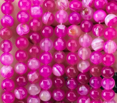 Fuchsia tự nhiên có sọc Agate sợi hạt lỏng cho việc làm đồ trang sức