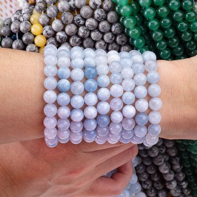 Đá bán quý ánh sáng Aquamarine lỏng Bead Strands thiên nhiên tinh thể đá quý để làm đồ trang sức DIY