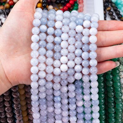 Đá bán quý ánh sáng Aquamarine lỏng Bead Strands thiên nhiên tinh thể đá quý để làm đồ trang sức DIY