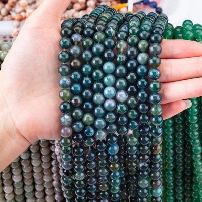Vòng Moss Agate Bead 4mm Viên đá quý để làm đồ trang sức DIY