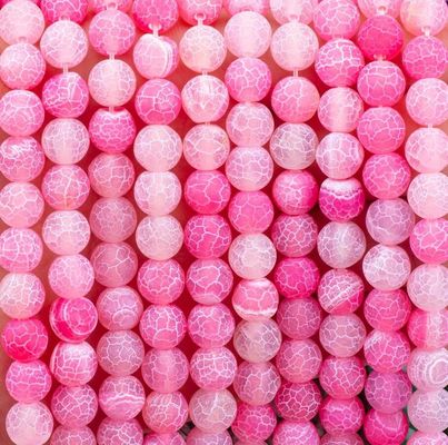 Fuchsia Agate Chất lượng cao Thẻ hạt lỏng Matt Frosted Cracked Agate Semi Precious Stone