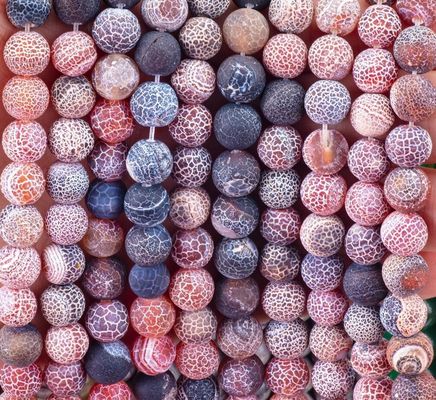 Dream Weathered Agate Loose Bead Strands Semi Precious Stone Matt Frosted Cracked Agate để làm đồ trang sức DIY