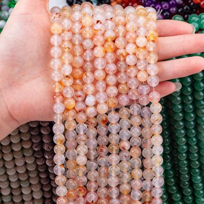 Hình hoa Agate màu trắng hạt bán quý 4/6/8/10/12mm