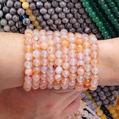 Hình hoa Agate màu trắng hạt bán quý 4/6/8/10/12mm