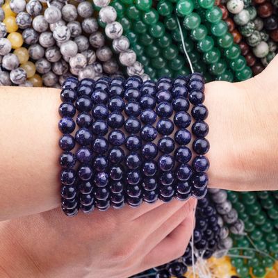 8mm Blue Sandstone Beads Healing Crystal Stone Beads Để làm đồ trang sức