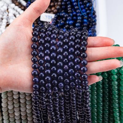 8mm Blue Sandstone Beads Healing Crystal Stone Beads Để làm đồ trang sức