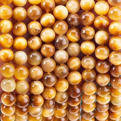 8mm Golden Tiger Eye Ngọc trai Ngọc trai Ngọc đá Crystal Ngọc phẩm làm đồ trang sức