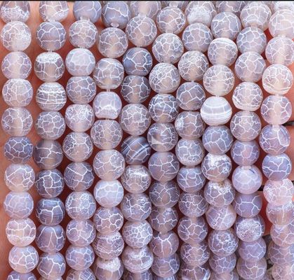 Xám Á-ga-tơ Chất thay đổi thời tiết Vòng hạt lỏng Semi Đá quý Matt Frosted Cracked Agate cho làm đồ trang sức DIY