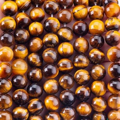 8mm Dark Golden Tiger Eye Ngọc đá quý Ngọc đá tinh thể để làm đồ trang sức