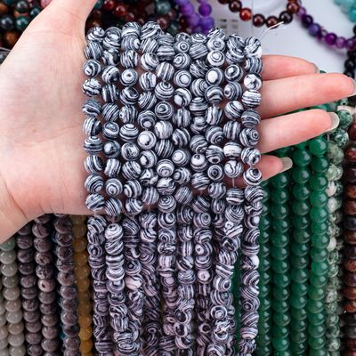 Zebra tổng hợp Malachite lỏng đinh sợi trắng và đen đá bán quý để làm đồ trang sức DIY