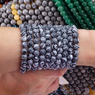 Zebra tổng hợp Malachite lỏng đinh sợi trắng và đen đá bán quý để làm đồ trang sức DIY