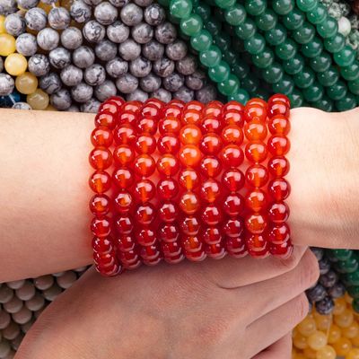 Red Agate 8mm Natural Carnelian Gemstone Round Beads Cho đồ trang sức bữa tiệc