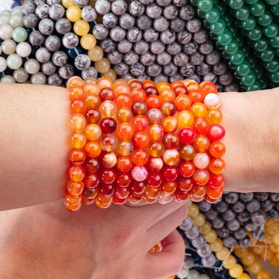 Đá bán quý màu cam dải Agate lỏng lỏng để làm đồ trang sức DIY