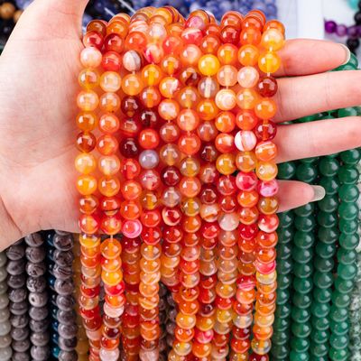 Đá bán quý màu cam dải Agate lỏng lỏng để làm đồ trang sức DIY