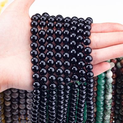 8mm Đen Onyx Ngọc Bích Chữa bệnh Ngọc đá tinh thể Để làm đồ trang sức
