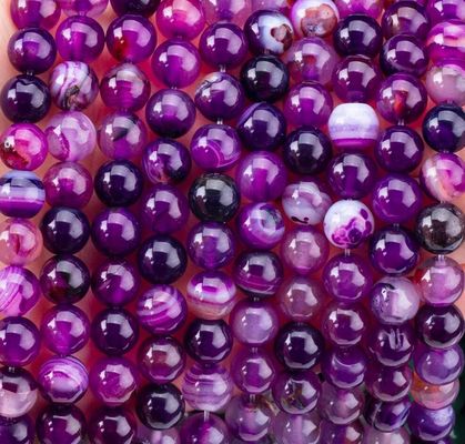 Vàng dải Agate chữa bệnh 8mm tròn đá quý hạt để tặng quà