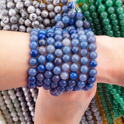 8mm màu xanh Aventurine đá quý hạt chữa bệnh đá tinh thể hạt làm đồ trang sức