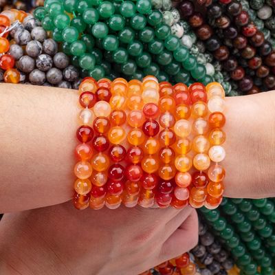 8mm Fire Quartz đá quý hạt chữa bệnh đá tinh thể hạt làm đồ trang sức