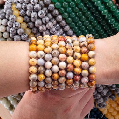 8mm Crazy Lace Agate Ngọc trai Ngọc đá trị liệu đá tinh thể Ngọc đá làm đồ trang sức