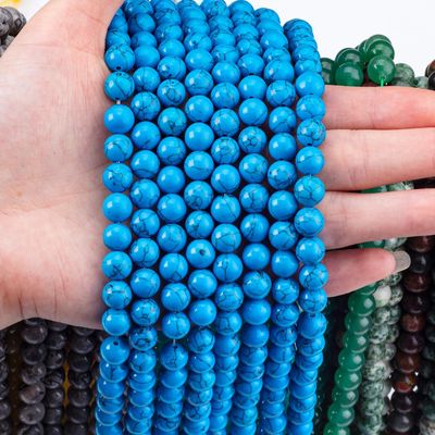 Blue Turquoise 8MM Smooth Round Shape Loose Bead cho các công cụ làm đồ trang sức