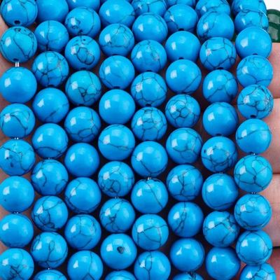 Blue Turquoise 8MM Smooth Round Shape Loose Bead cho các công cụ làm đồ trang sức