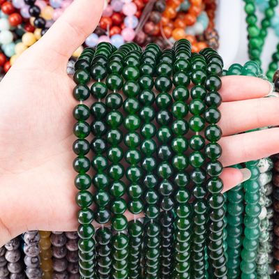 8MM màu đen xanh lá cây jade đánh bóng hình tròn mịn mịn Bulk Bead cho làm đồ trang sức hạt