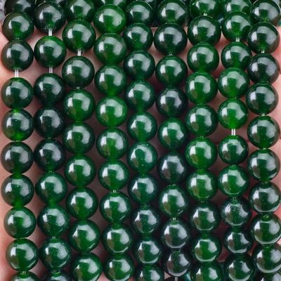 8MM màu đen xanh lá cây jade đánh bóng hình tròn mịn mịn Bulk Bead cho làm đồ trang sức hạt