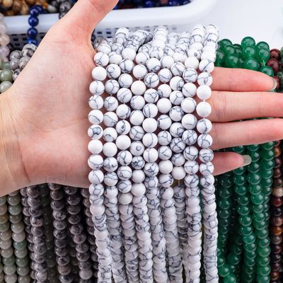 Đá tinh thể 8MM Howlite hình tròn đá quý đinh lỏng cho vòng cổ đeo vòng tay