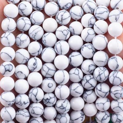 Đá tinh thể 8MM Howlite hình tròn đá quý đinh lỏng cho vòng cổ đeo vòng tay