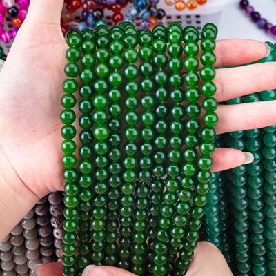 Green Jade Loose Bulk Round Bead Custom Multi-Size Bead Cho việc làm đồ trang sức