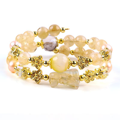 8MM Bead Yellow Citrine Crystal Bracelet với Dog Carving