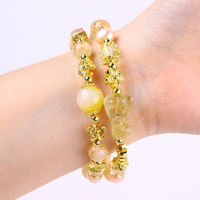 8MM Bead Yellow Citrine Crystal Bracelet với Dog Carving