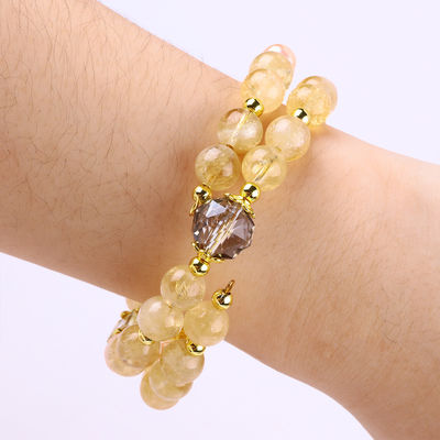 8MM Bead Yellow Citrine Crystal Bracelet với Dog Carving