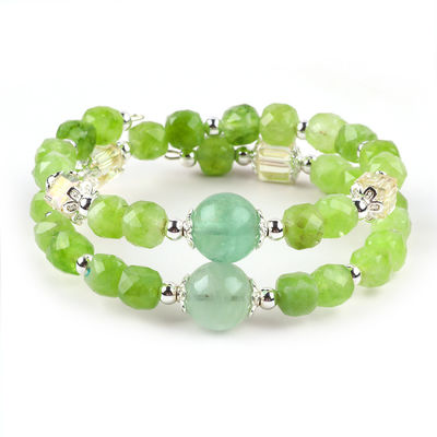 Quảng trường nhiều mặt hạt Peridot vòng tay Đúng đeo tay tinh thể OEM ODM