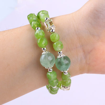 Quảng trường nhiều mặt hạt Peridot vòng tay Đúng đeo tay tinh thể OEM ODM