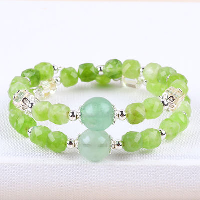 Quảng trường nhiều mặt hạt Peridot vòng tay Đúng đeo tay tinh thể OEM ODM