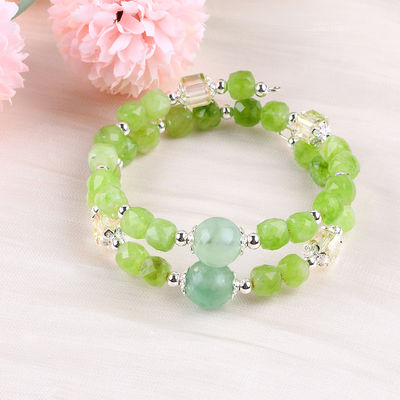 Quảng trường nhiều mặt hạt Peridot vòng tay Đúng đeo tay tinh thể OEM ODM
