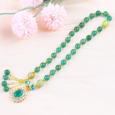 Hình hình hình bầu dục màu xanh lá cây đá Aventurine Bead vòng tay lớp hai