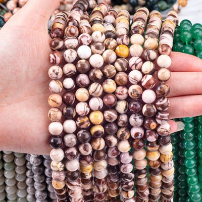 8mm Áo Zebra Jasper Ngọc quý Ngọc đá tinh thể để làm đồ trang sức