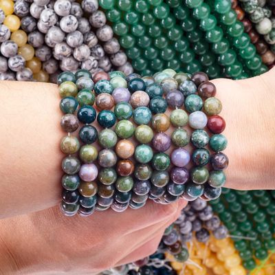 8mm Ấn Độ Agate đá quý đinh kim cương để làm đồ trang sức